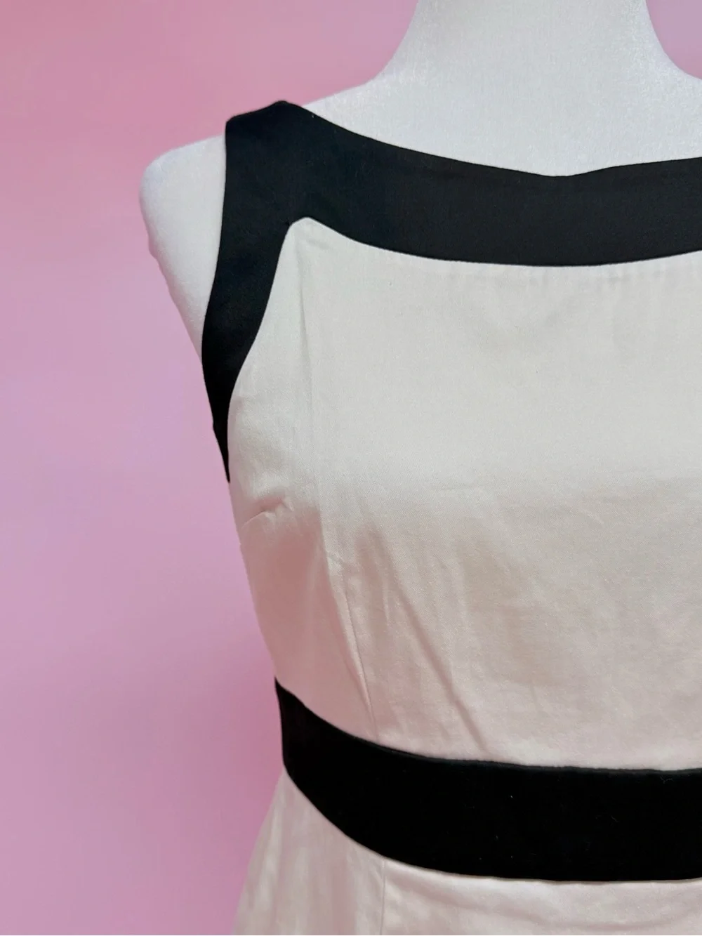 Ann Taylor Sleeveless Cream and Black Sheath Dress - Picture 4 of 9